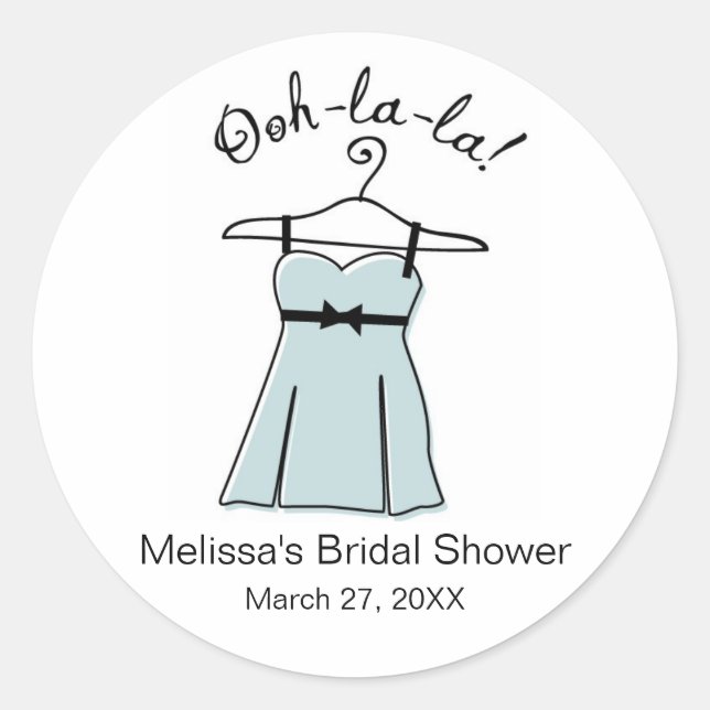 Blue Lingerie Bridal Shower Favor Stickers (Front)