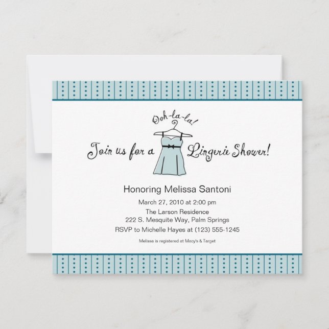 Blue Lingerie Bridal Shower Invitation (Front)