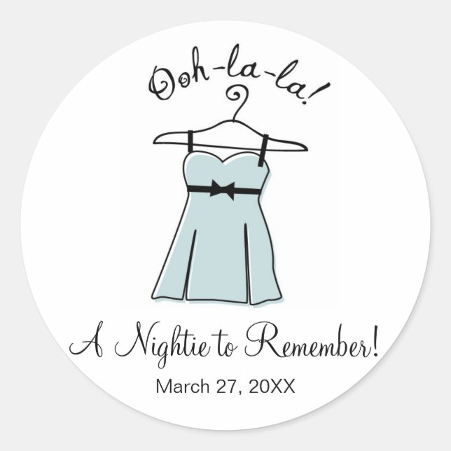 Blue Lingerie Bridal Shower Stickers (Front)