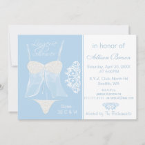 Blue Lingerie Shower Bachelorette Party Invitation