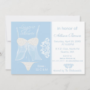 Blue Lingerie Shower Bachelorette Party Invitation