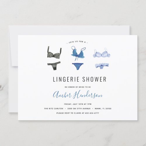 Blue Lingerie Shower Invitation