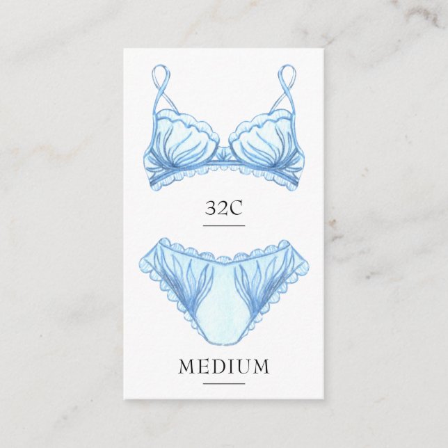 Blue Lingerie Size Insert Card (Front)