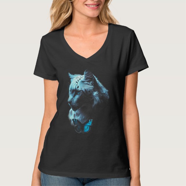 Blue Lion Blue eyes Big Cat T-Shirt (Front)