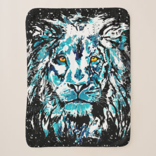 Blue Lion Drawing  Sherpa Blanket