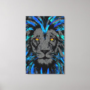 Blue Lion Head Canvas - Blue Lion Canvas Print