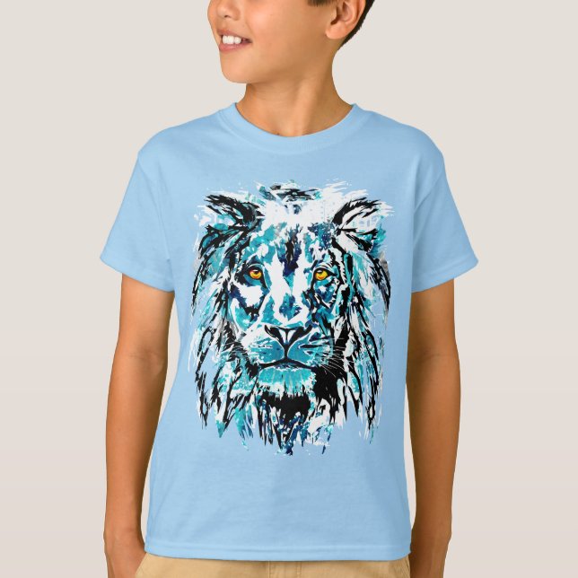 Blue Lion Head T-Shirt | Lion Shirt (Front)
