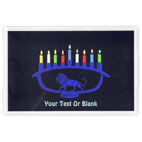 Blue Lion Menorah Acrylic Tray