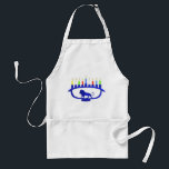 Blue Lion Menorah Adult Apron<br><div class="desc">Features a lion-themed Chanukkah menorah with all eight candles and the shamash burning. Chanukkah is the mid-winter "Festival of Lights."</div>