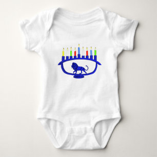 Blue Lion Menorah Baby Bodysuit
