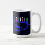Blue Lion Menorah Coffee Mug<br><div class="desc">Features a lion-themed Chanukkah menorah with all eight candles and the shamash burning. Chanukkah is the mid-winter "Festival of Lights."</div>