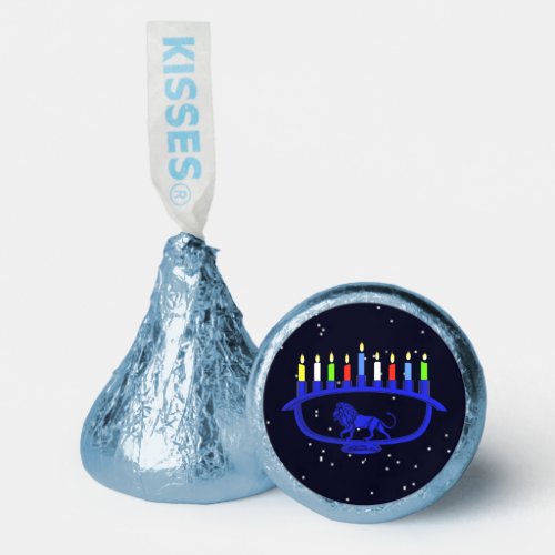 Blue Lion Menorah Hersheys Kisses