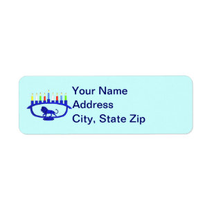 Blue Lion Menorah Label