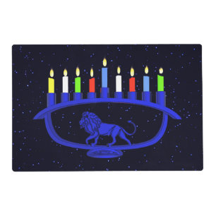 Blue Lion Menorah Placemat