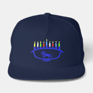 Blue Lion Menorah Snap Back Hat