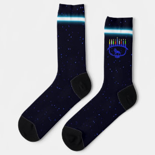 Blue Lion Menorah Socks