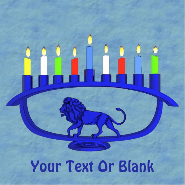 Blue Lion Menorah Statuette (Front)