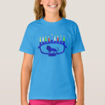 Blue Lion Menorah T-Shirt<br><div class="desc">Features a lion-themed Chanukkah menorah with all eight candles and the shamash burning. Chanukkah is the mid-winter "Festival of Lights."</div>