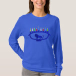 Blue Lion Menorah T-Shirt<br><div class="desc">Features a lion-themed Chanukkah menorah with all eight candles and the shamash burning. Chanukkah is the mid-winter "Festival of Lights."</div>