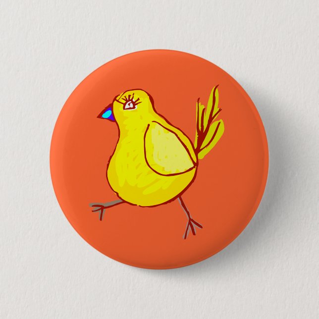 Blue Lipped Chick Pinback Button (Front)