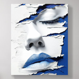 Blue Lips Girl Beneath Cracked Paint Acrylic Photo Tile