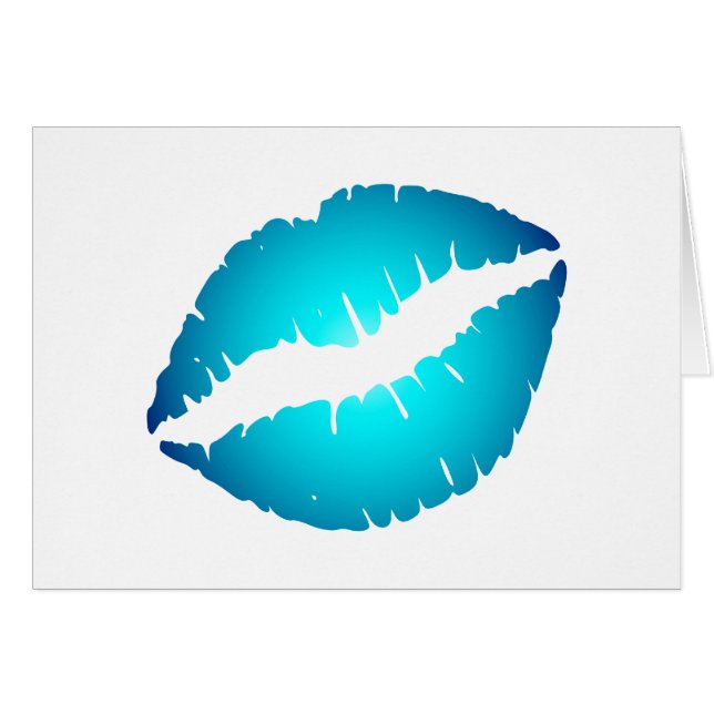 Blue Lips Greeting Card (Front Horizontal)