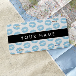 Blue Lips, Kiss, Lipstick, Your Name, Personalise License Plate