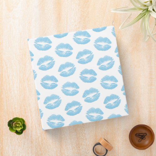 Blue Lips Pattern Of Lips Blue Lipstick Kiss 3 Ring Binder