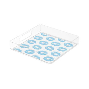 Blue Lips, Pattern Of Lips, Blue Lipstick, Kiss Acrylic Tray