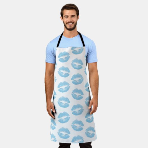 Blue Lips Pattern Of Lips Blue Lipstick Kiss Apron