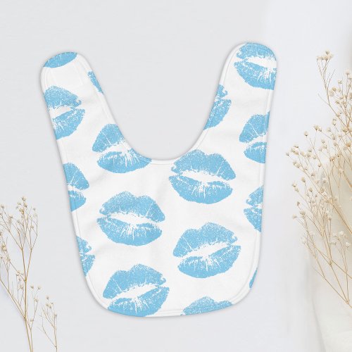 Blue Lips Pattern Of Lips Blue Lipstick Kiss Baby Bib