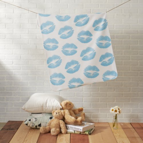 Blue Lips Pattern Of Lips Blue Lipstick Kiss Baby Blanket