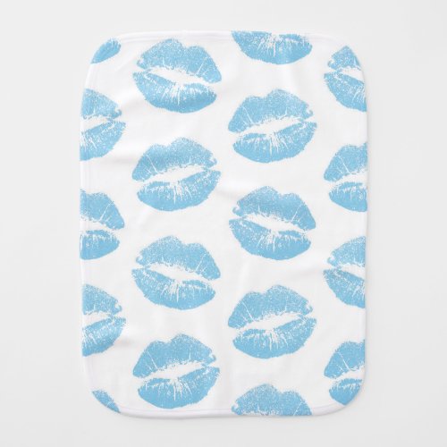 Blue Lips Pattern Of Lips Blue Lipstick Kiss Baby Burp Cloth