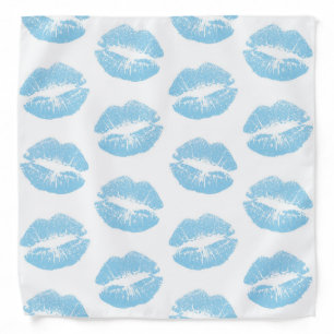 Blue Lips, Pattern Of Lips, Blue Lipstick, Kiss Bandana
