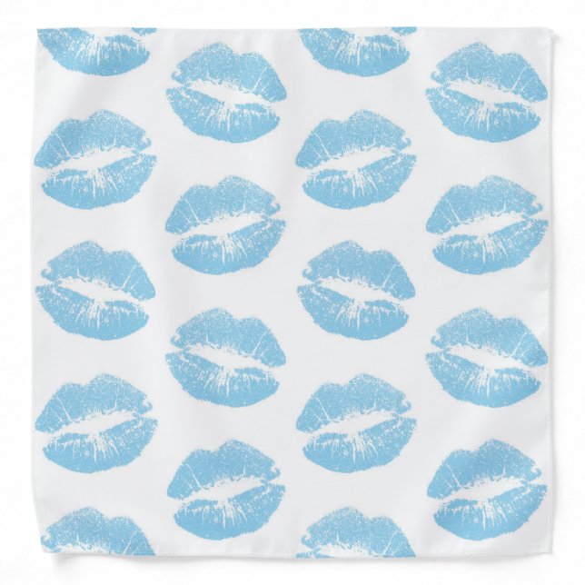 Blue Lips, Pattern Of Lips, Blue Lipstick, Kiss Bandana (Front)