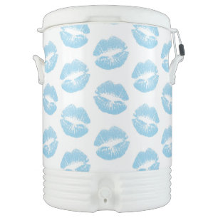 Blue Lips, Pattern Of Lips, Blue Lipstick, Kiss Beverage Cooler