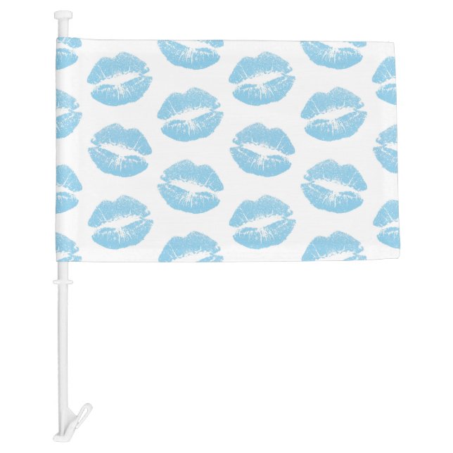 Blue Lips, Pattern Of Lips, Blue Lipstick, Kiss Car Flag (Front)