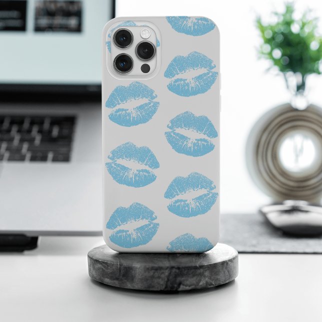 Blue Lips, Pattern Of Lips, Blue Lipstick, Kiss Case-Mate iPhone Case (Creator Uploaded)