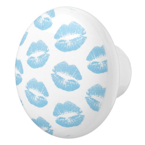 Blue Lips Pattern Of Lips Blue Lipstick Kiss Ceramic Knob