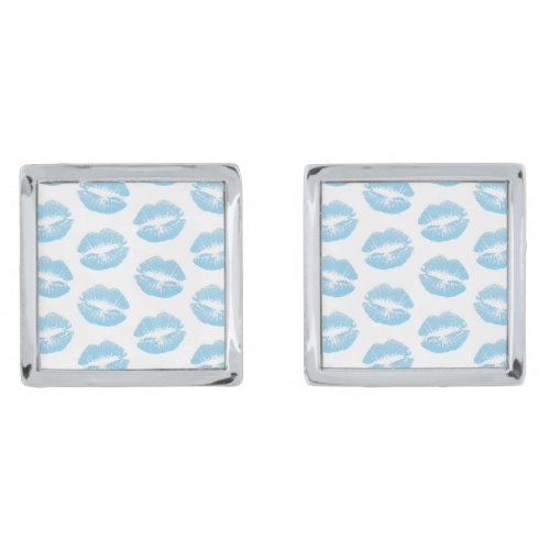 Blue Lips Pattern Of Lips Blue Lipstick Kiss Cufflinks