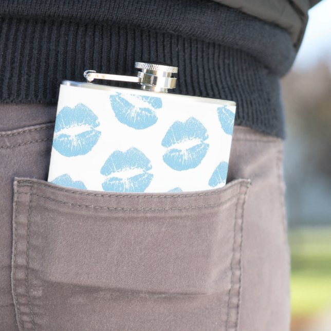 Blue Lips, Pattern Of Lips, Blue Lipstick, Kiss Flask (In Situ)