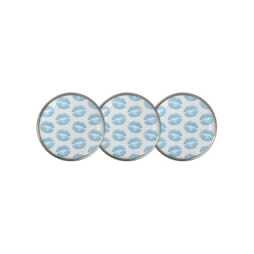 Blue Lips Pattern Of Lips Blue Lipstick Kiss Golf Ball Marker