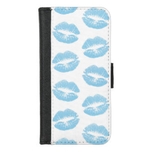 Blue Lips, Pattern Of Lips, Blue Lipstick, Kiss iPhone 8/7 Wallet Case