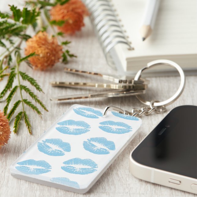 Blue Lips, Pattern Of Lips, Blue Lipstick, Kiss Keychain (Front Right)