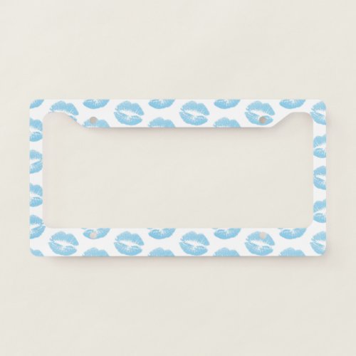 Blue Lips Pattern Of Lips Blue Lipstick Kiss License Plate Frame