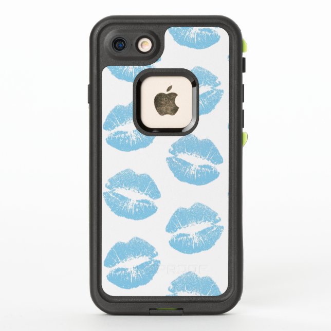 Blue Lips, Pattern Of Lips, Blue Lipstick, Kiss LifeProof iPhone Case (Back)