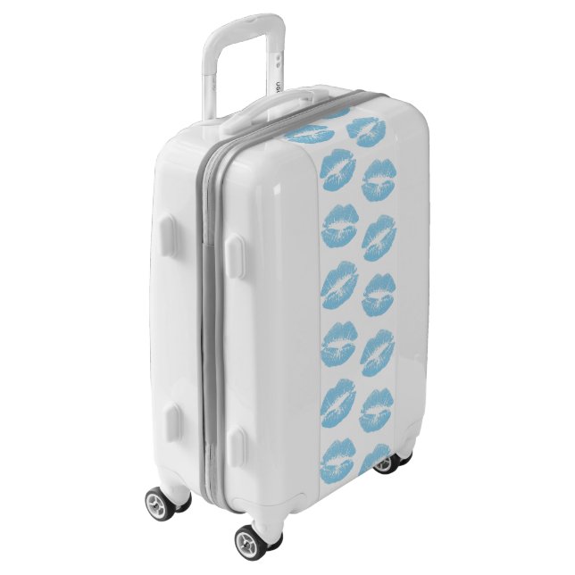 Blue Lips, Pattern Of Lips, Blue Lipstick, Kiss Luggage (Rotated Left)