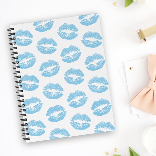 Blue Lips Pattern Of Lips Blue Lipstick Kiss Notebook