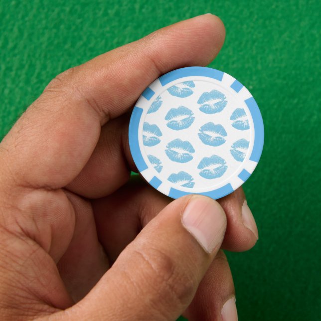 Blue Lips, Pattern Of Lips, Blue Lipstick, Kiss Poker Chips (Hand)