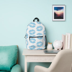 Blue Lips, Pattern Of Lips, Blue Lipstick, Kiss Printed Backpack